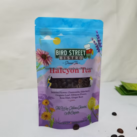 Rotogravura de qualidade alimentar personalizada de fábrica impressa em camada única 100% saco PE biodegradável com zíper para embalagem de lanche