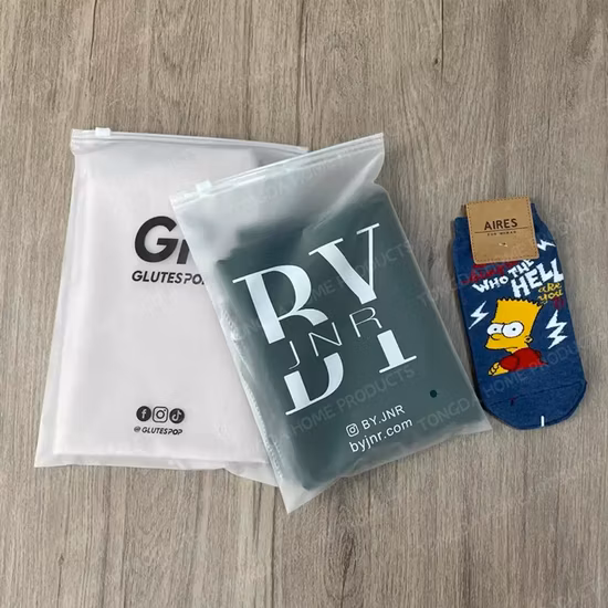 Saco de roupas personalizado com zíper de PVC OPP com seu próprio logotipo
